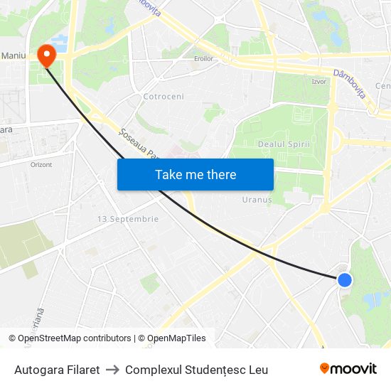 Autogara Filaret to Complexul Studențesc Leu map