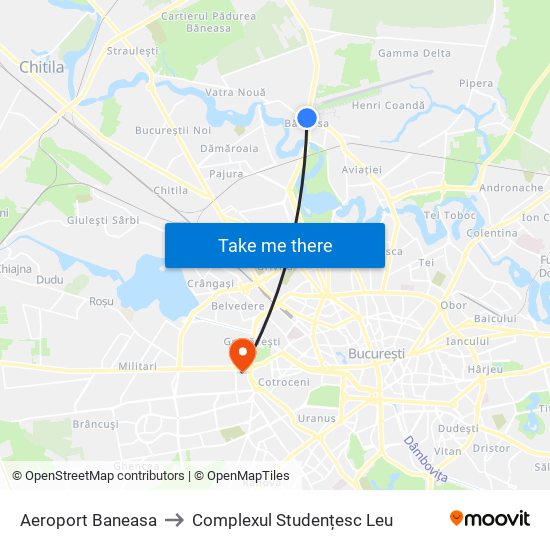 Aeroport Baneasa to Complexul Studențesc Leu map