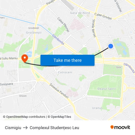 Cismigiu to Complexul Studențesc Leu map