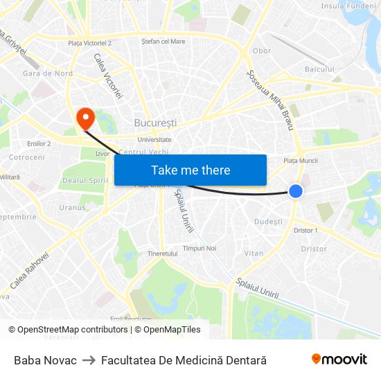 Baba Novac to Facultatea De Medicină Dentară map