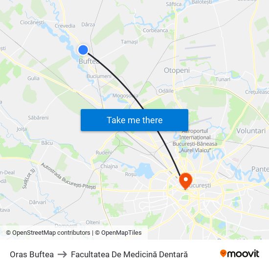 Oras Buftea to Facultatea De Medicină Dentară map