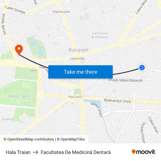 Hala Traian to Facultatea De Medicină Dentară map