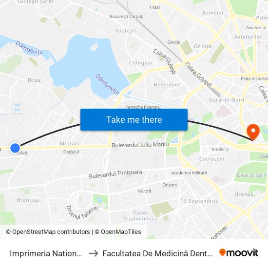 Imprimeria Nationala to Facultatea De Medicină Dentară map