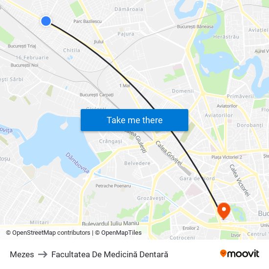 Mezes to Facultatea De Medicină Dentară map
