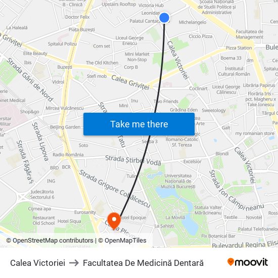 Calea Victoriei to Facultatea De Medicină Dentară map