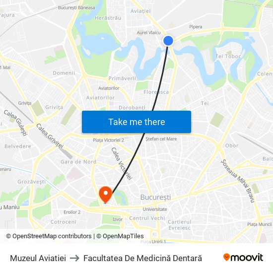 Muzeul Aviatiei to Facultatea De Medicină Dentară map