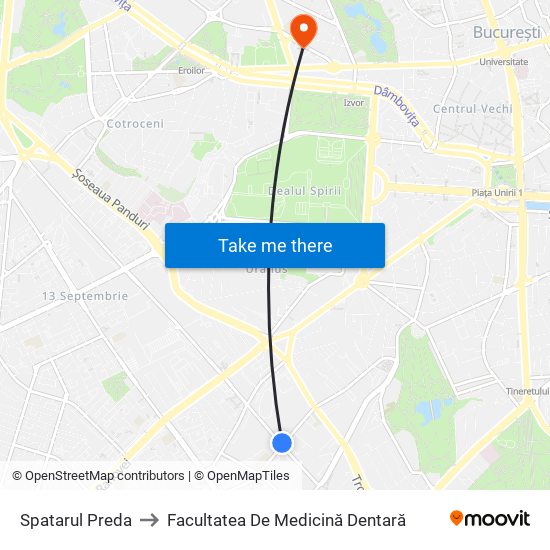 Spatarul Preda to Facultatea De Medicină Dentară map