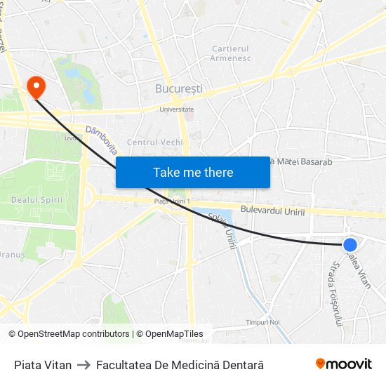 Piata Vitan to Facultatea De Medicină Dentară map