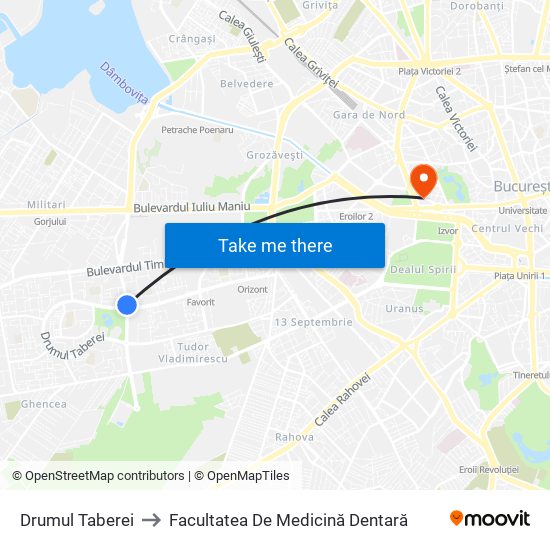 Drumul Taberei to Facultatea De Medicină Dentară map