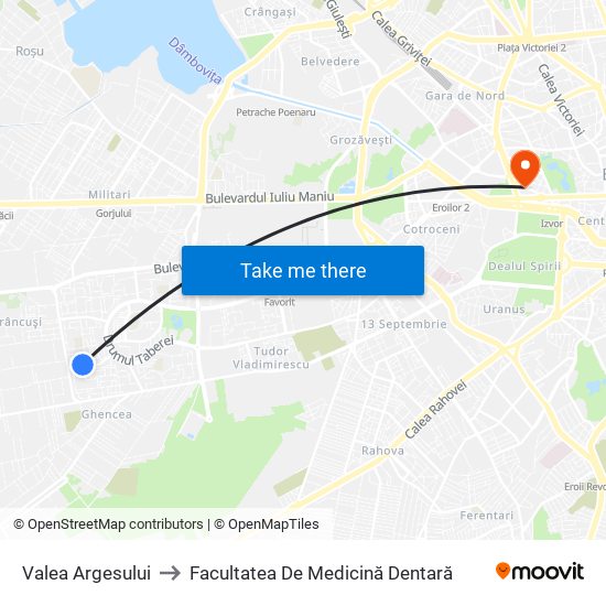 Valea Argesului to Facultatea De Medicină Dentară map