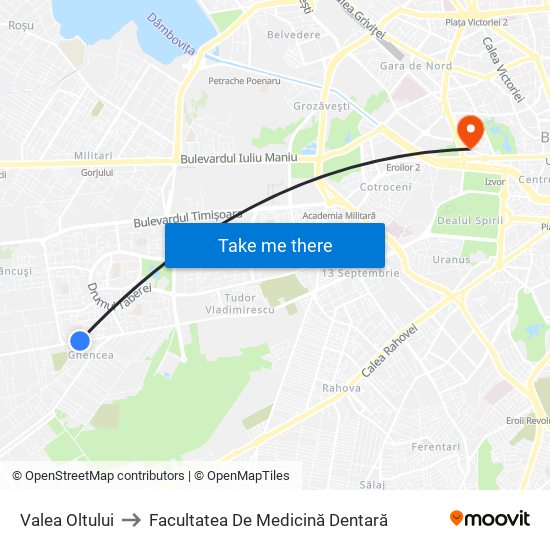 Valea Oltului to Facultatea De Medicină Dentară map