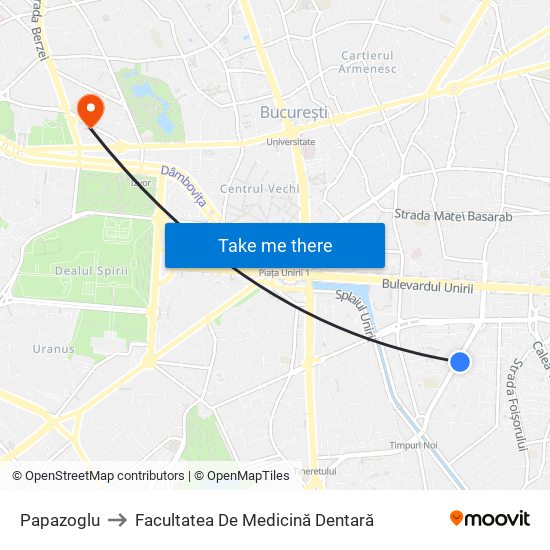 Papazoglu to Facultatea De Medicină Dentară map