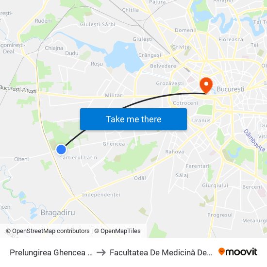 Prelungirea Ghencea 350 to Facultatea De Medicină Dentară map