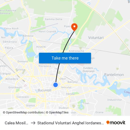 Calea Mosilor to Stadionul Voluntari Anghel Iordanescu map