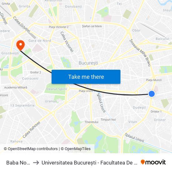 Baba Novac to Universitatea București - Facultatea De Filosofie map