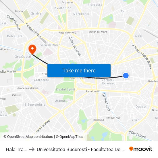 Hala Traian to Universitatea București - Facultatea De Filosofie map