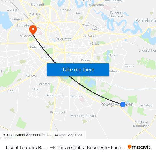 Liceul Teoretic Radu Popescu to Universitatea București - Facultatea De Filosofie map