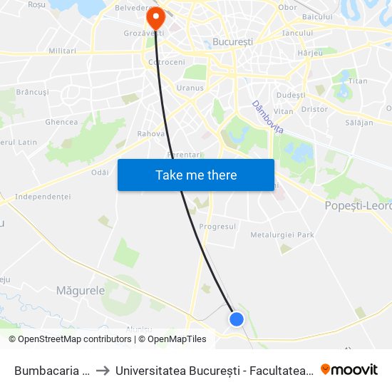 Bumbacaria Jilava to Universitatea București - Facultatea De Filosofie map