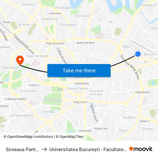 Soseaua Pantelimon to Universitatea București - Facultatea De Filosofie map