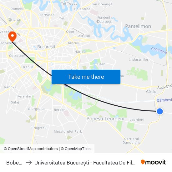 Bobesti to Universitatea București - Facultatea De Filosofie map