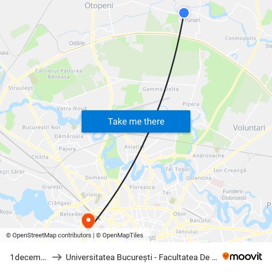 1decembrie to Universitatea București - Facultatea De Filosofie map