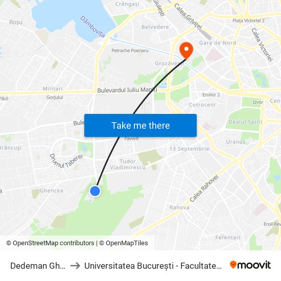 Dedeman Ghencea to Universitatea București - Facultatea De Filosofie map