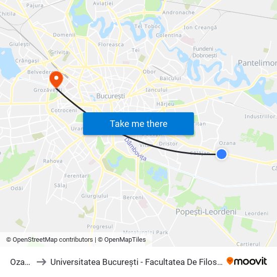 Ozana to Universitatea București - Facultatea De Filosofie map