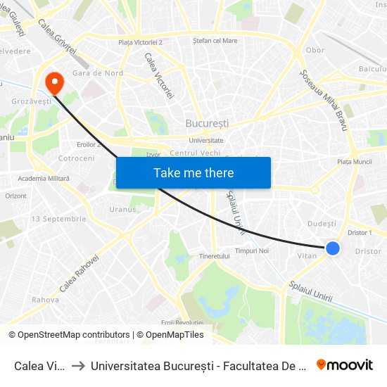 Calea Vitan to Universitatea București - Facultatea De Filosofie map