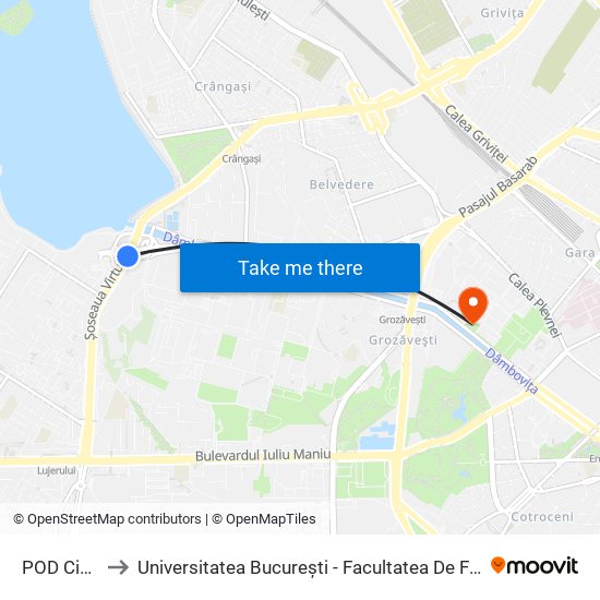 POD Ciurel to Universitatea București - Facultatea De Filosofie map