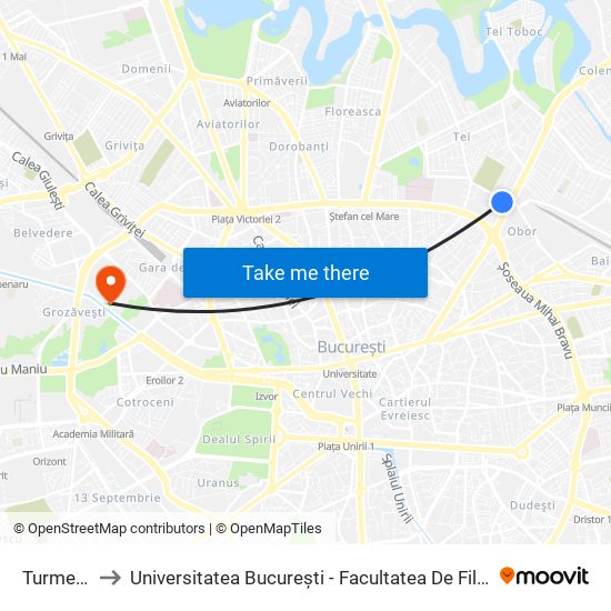 Turmelor to Universitatea București - Facultatea De Filosofie map