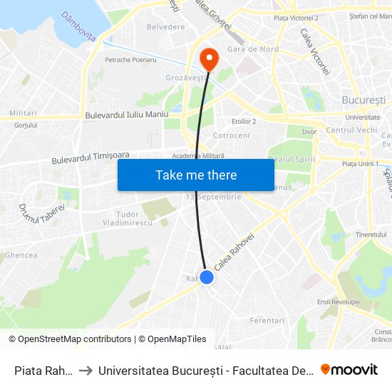 Piata Rahova to Universitatea București - Facultatea De Filosofie map