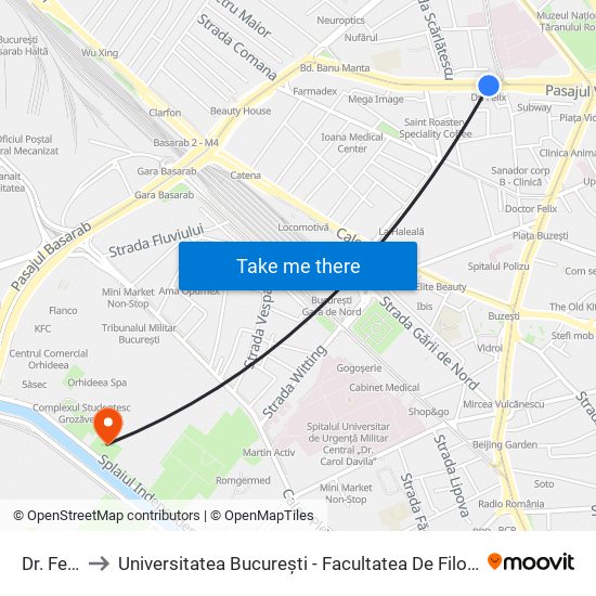 Dr. Felix to Universitatea București - Facultatea De Filosofie map