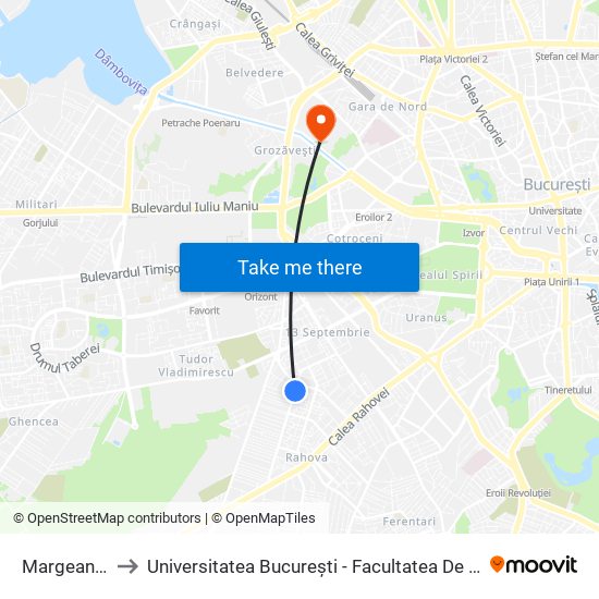 Margeanului to Universitatea București - Facultatea De Filosofie map