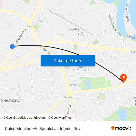 Calea Mosilor to Spitalul Județean Ilfov map
