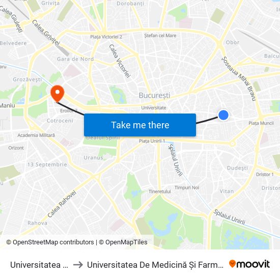 Universitatea Hyperion to Universitatea De Medicină Și Farmacie ""Carol Davila"" map