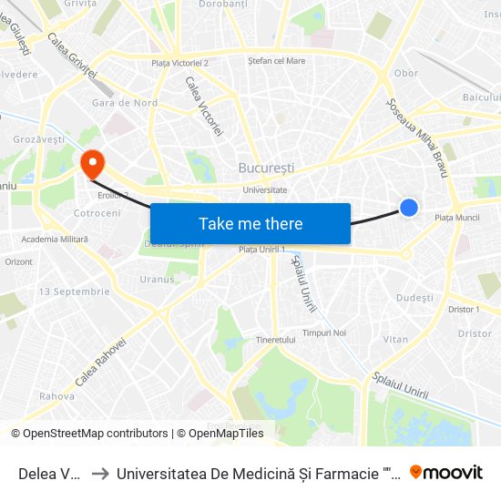 Delea Veche to Universitatea De Medicină Și Farmacie ""Carol Davila"" map