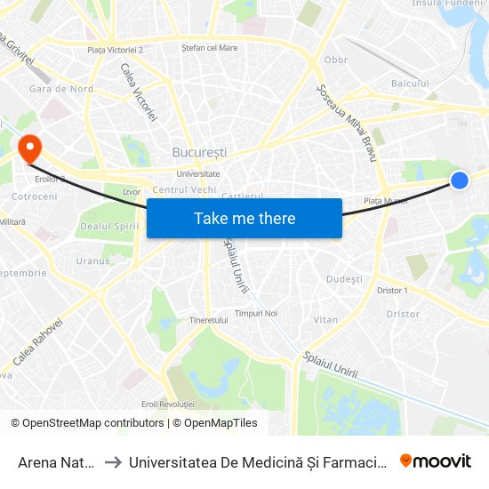 Arena Nationala to Universitatea De Medicină Și Farmacie ""Carol Davila"" map