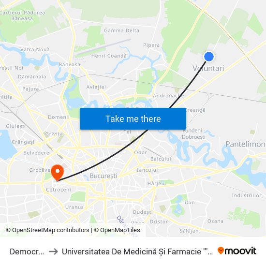 Democratiei to Universitatea De Medicină Și Farmacie ""Carol Davila"" map