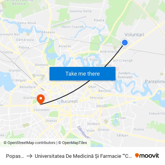 Popasului to Universitatea De Medicină Și Farmacie ""Carol Davila"" map