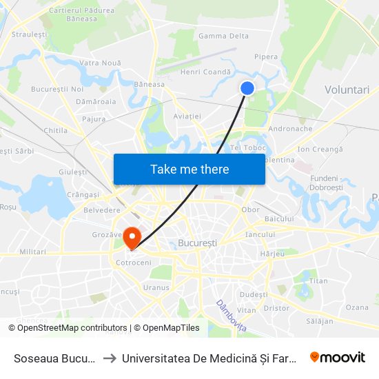 Soseaua Bucuresti Nord to Universitatea De Medicină Și Farmacie ""Carol Davila"" map