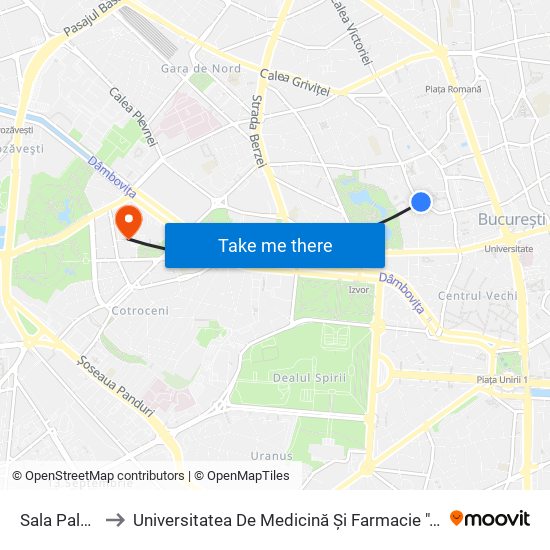 Sala Palatului to Universitatea De Medicină Și Farmacie ""Carol Davila"" map