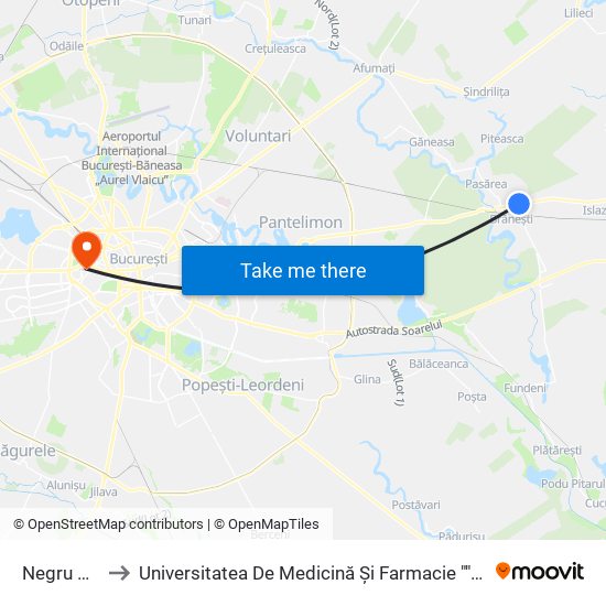 Negru Voda to Universitatea De Medicină Și Farmacie ""Carol Davila"" map