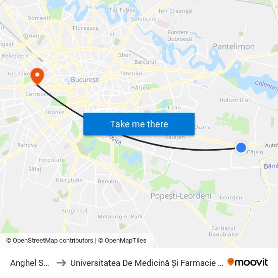 Anghel Saligny to Universitatea De Medicină Și Farmacie ""Carol Davila"" map