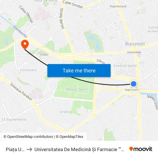 Piața Unirii to Universitatea De Medicină Și Farmacie ""Carol Davila"" map