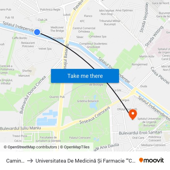 Camin U4 to Universitatea De Medicină Și Farmacie ""Carol Davila"" map