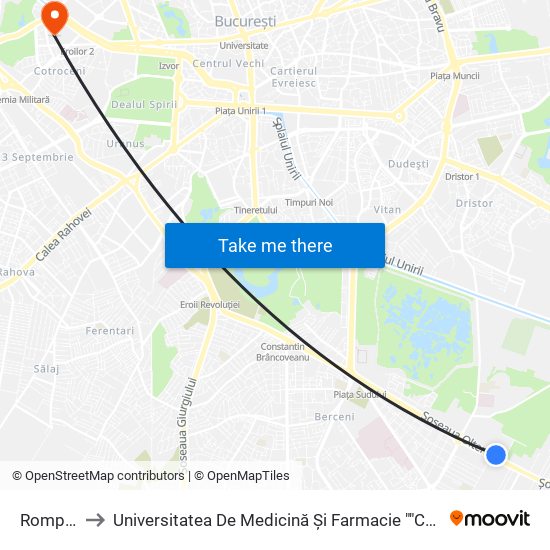 Romprim to Universitatea De Medicină Și Farmacie ""Carol Davila"" map