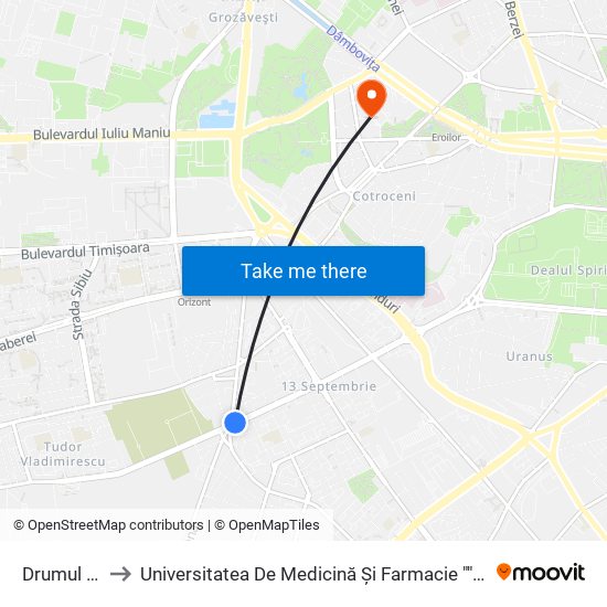 Drumul Sarii to Universitatea De Medicină Și Farmacie ""Carol Davila"" map
