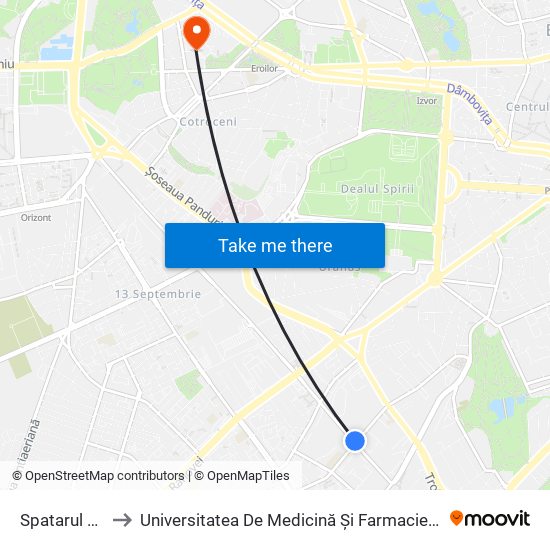 Spatarul Preda to Universitatea De Medicină Și Farmacie ""Carol Davila"" map