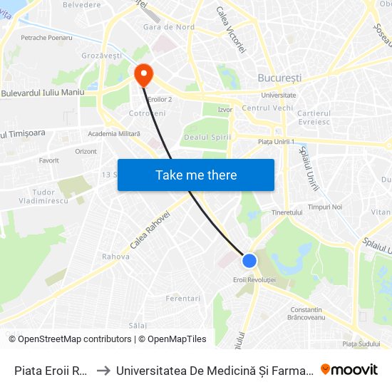 Piata Eroii Revolutiei to Universitatea De Medicină Și Farmacie ""Carol Davila"" map