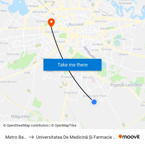 Metro Berceni to Universitatea De Medicină Și Farmacie ""Carol Davila"" map